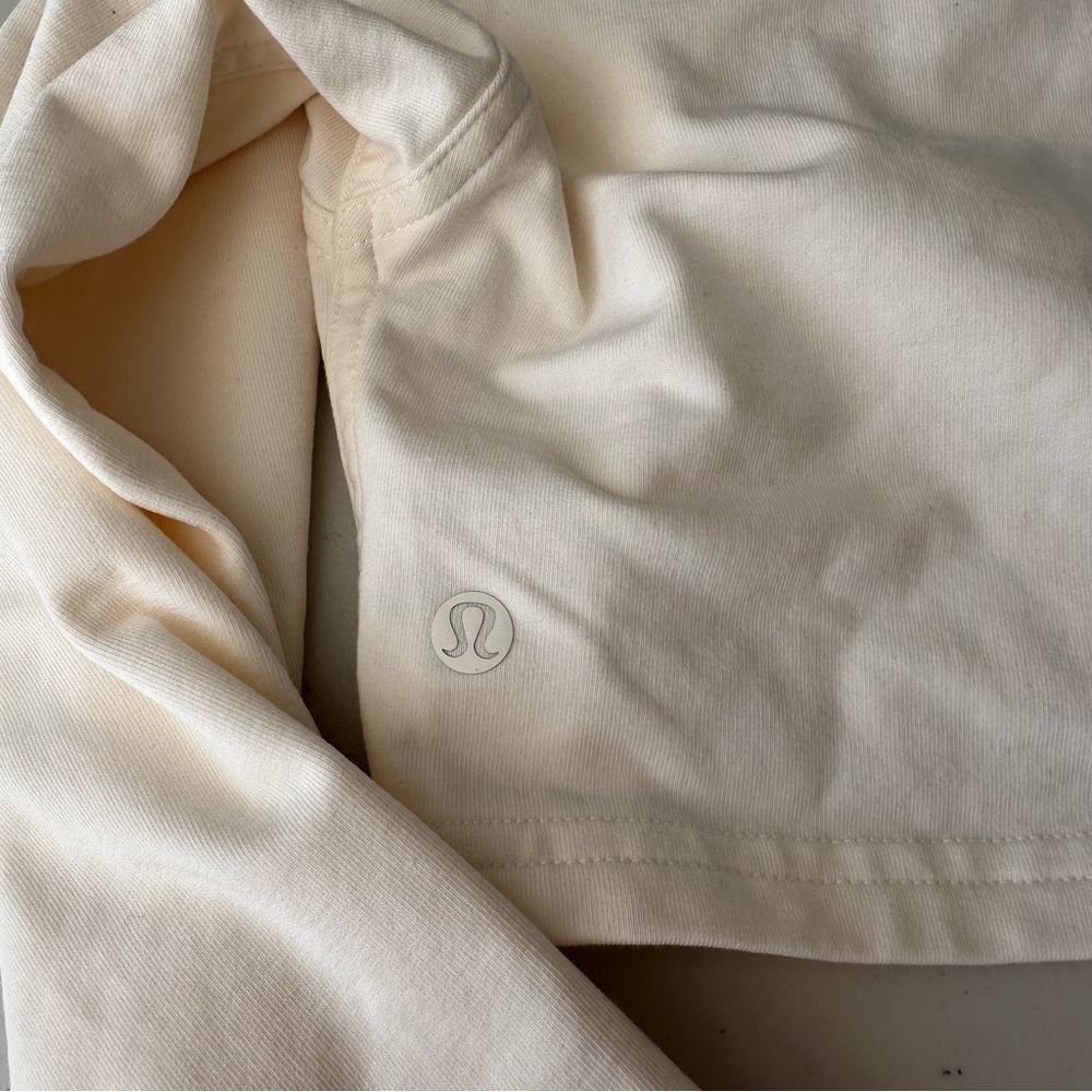 Like New Lululemon Oversized Cropped Crew French Terry Pullover In Cream - Picture 6 of 6